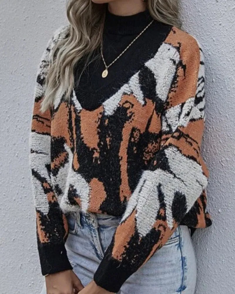Multicolor Contrast Color Sweater Knit