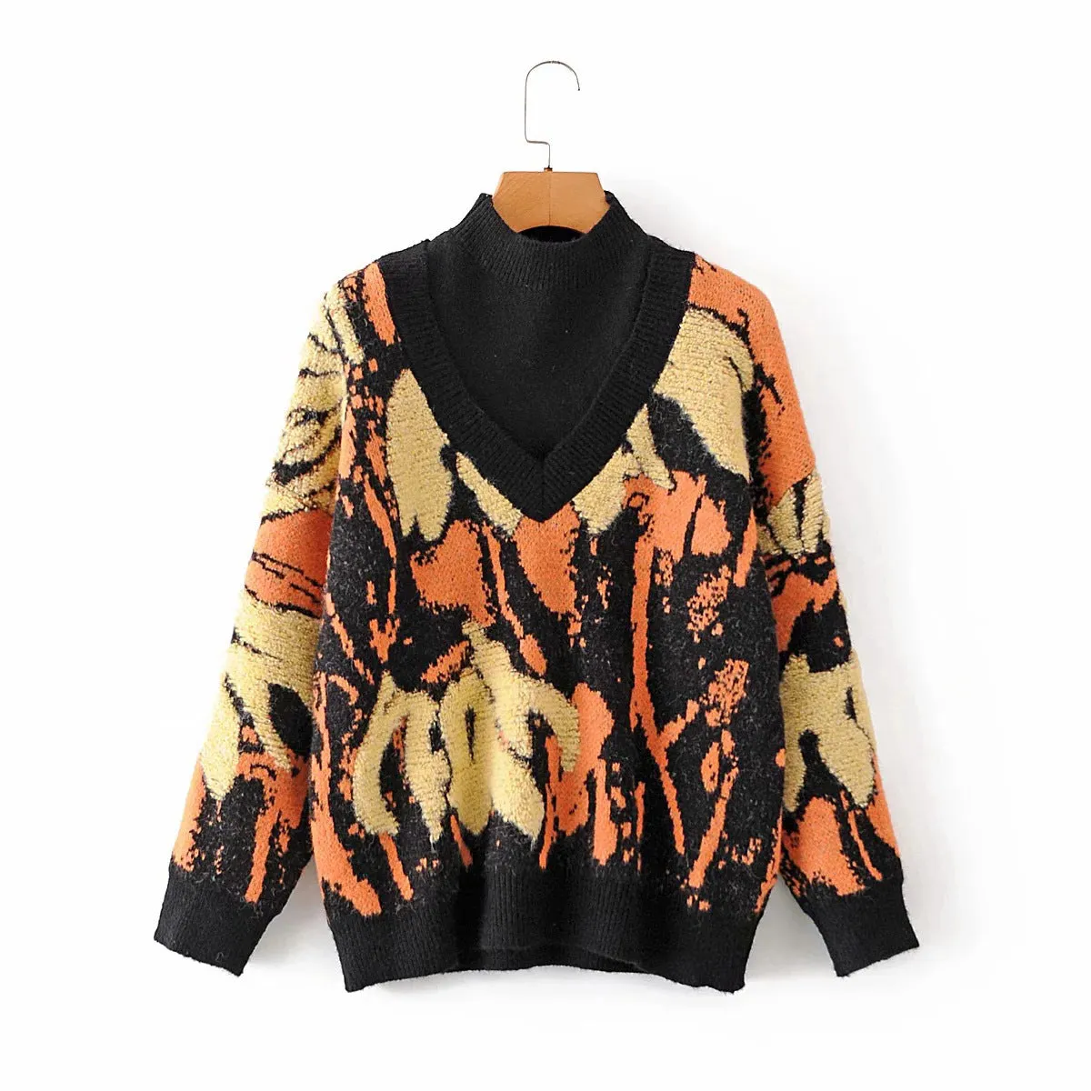 Multicolor Contrast Color Sweater Knit
