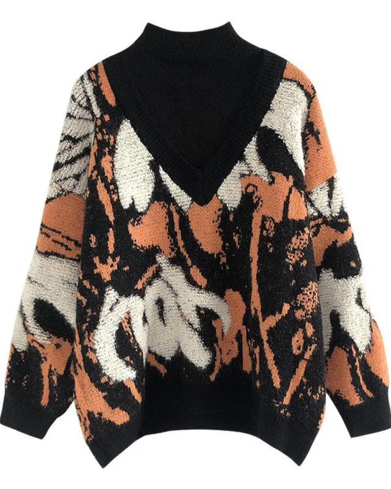 Multicolor Contrast Color Sweater Knit