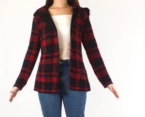 NafNaf red and black plaid coat