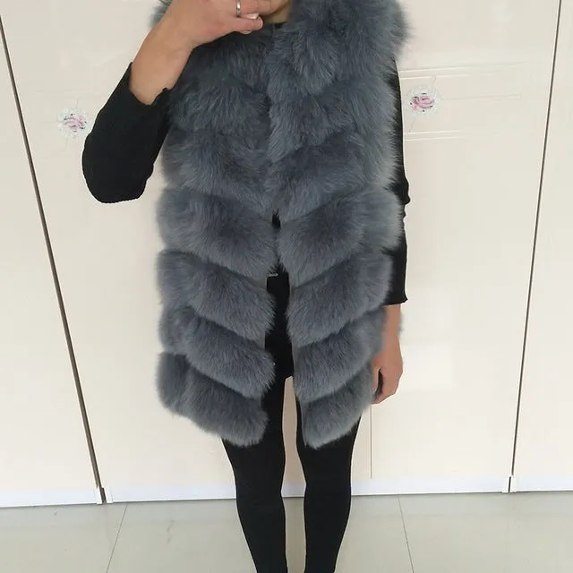 Natural Real Fox Fur Vest Jacket Waistcoat Short sleeveless Vestwoman winter warm Natural Fur Vest Real Fur Jacket Fox Fur Coats