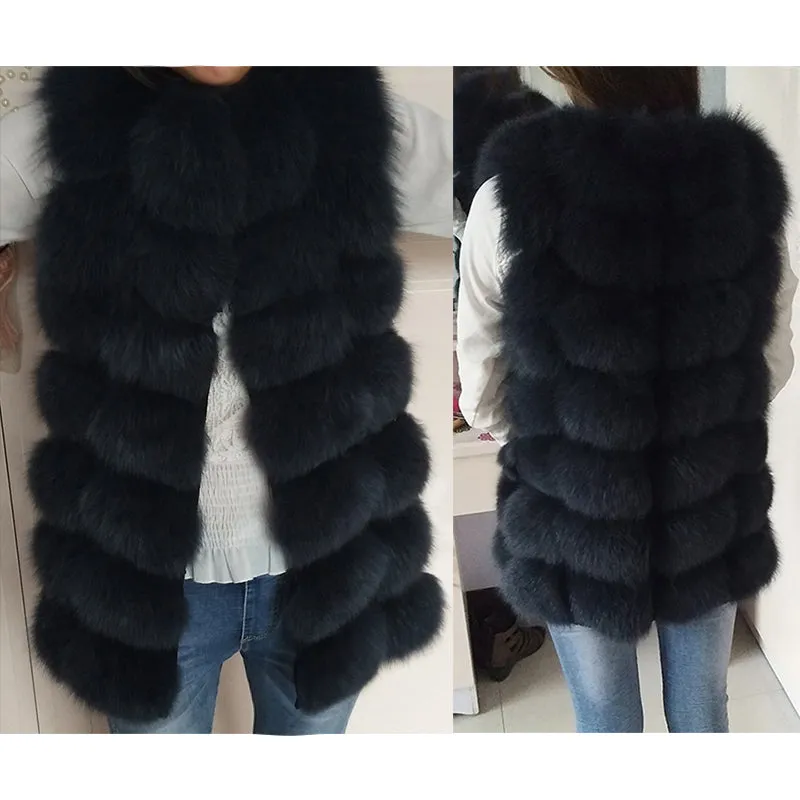 Natural Real Fox Fur Vest Jacket Waistcoat Short sleeveless Vestwoman winter warm Natural Fur Vest Real Fur Jacket Fox Fur Coats