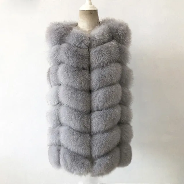 Natural Real Fox Fur Vest Jacket Waistcoat Short sleeveless Vestwoman winter warm Natural Fur Vest Real Fur Jacket Fox Fur Coats