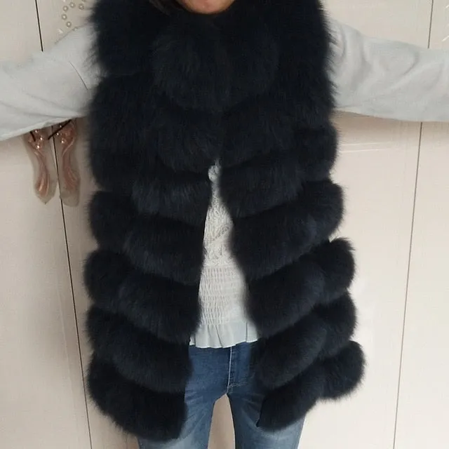Natural Real Fox Fur Vest Jacket Waistcoat Short sleeveless Vestwoman winter warm Natural Fur Vest Real Fur Jacket Fox Fur Coats