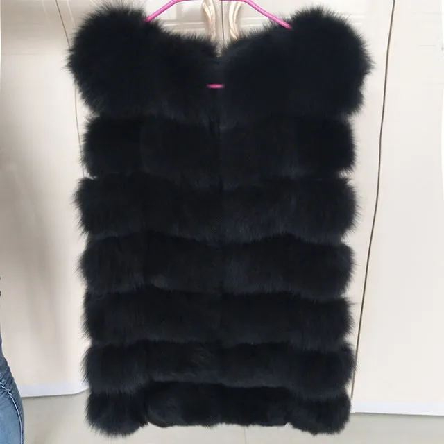 Natural Real Fox Fur Vest Jacket Waistcoat Short sleeveless Vestwoman winter warm Natural Fur Vest Real Fur Jacket Fox Fur Coats
