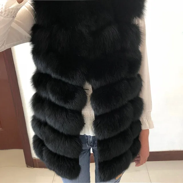 Natural Real Fox Fur Vest Jacket Waistcoat Short sleeveless Vestwoman winter warm Natural Fur Vest Real Fur Jacket Fox Fur Coats