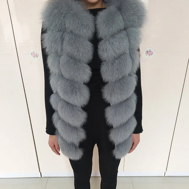 Natural Real Fox Fur Vest Jacket Waistcoat Short sleeveless Vestwoman winter warm Natural Fur Vest Real Fur Jacket Fox Fur Coats
