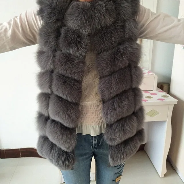 Natural Real Fox Fur Vest Jacket Waistcoat Short sleeveless Vestwoman winter warm Natural Fur Vest Real Fur Jacket Fox Fur Coats