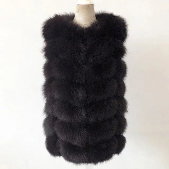 Natural Real Fox Fur Vest Jacket Waistcoat Short sleeveless Vestwoman winter warm Natural Fur Vest Real Fur Jacket Fox Fur Coats