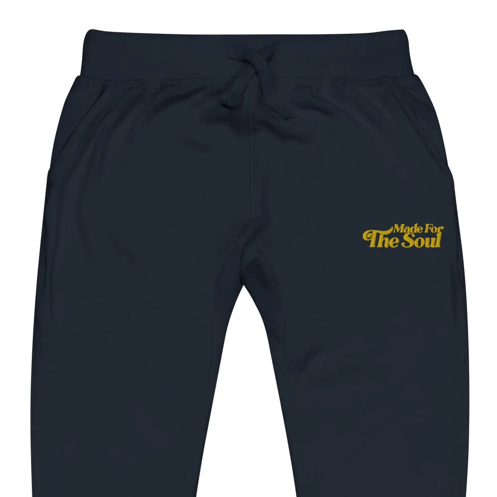 Navy and Gold Soul- Embroidered Fleece Pants (Unisex)
