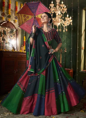 Navy Blue Multicolored Kutchi Embroidered Rajwadi Chaniya Choli