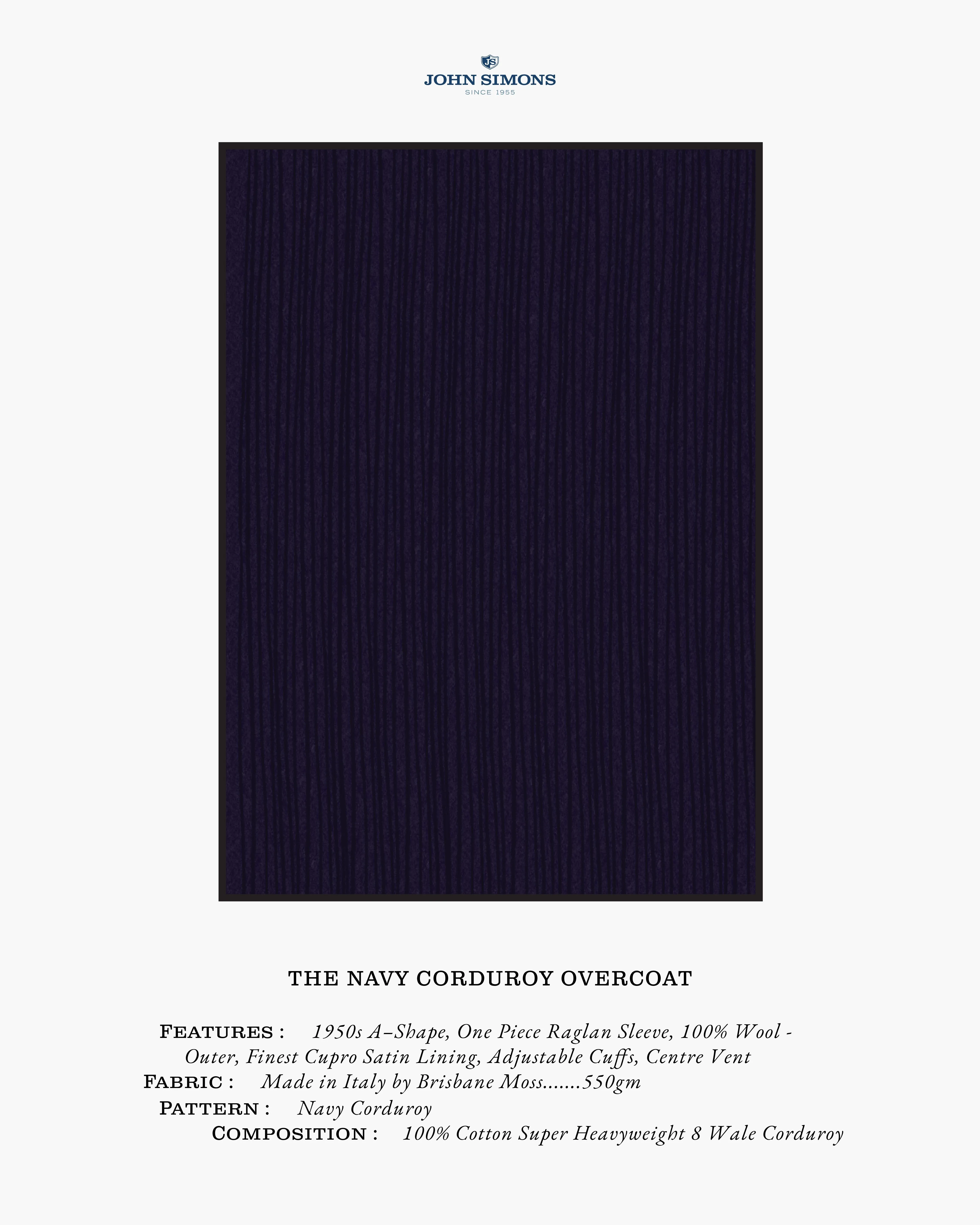 Navy Heavy Corduroy Overcoat