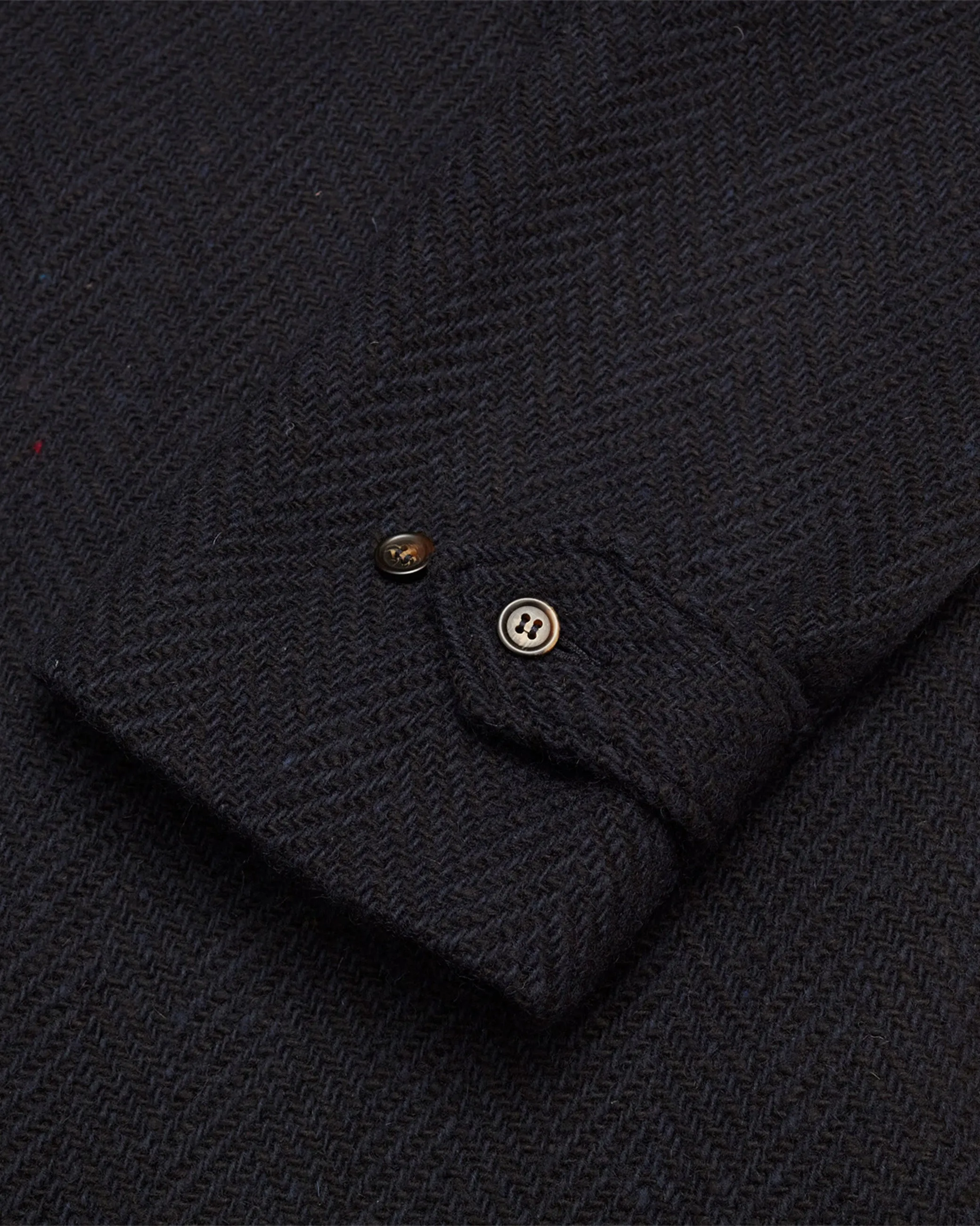 Navy Herringbone Donegal Tweed Overcoat
