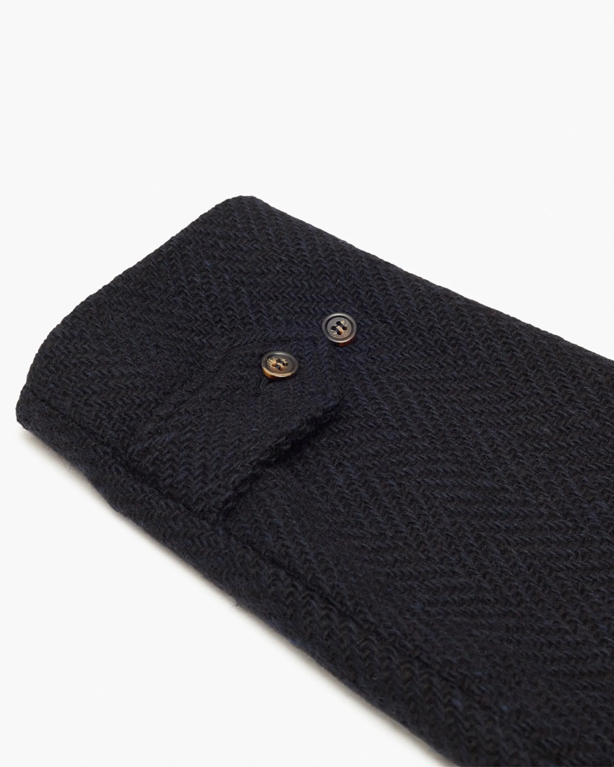 Navy Herringbone Donegal Tweed Overcoat