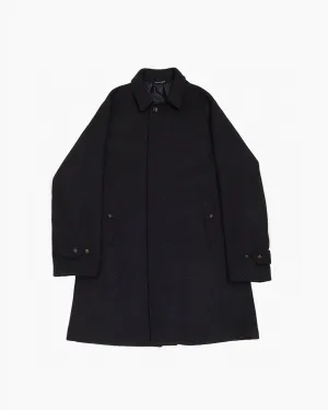 Navy Herringbone Donegal Tweed Overcoat