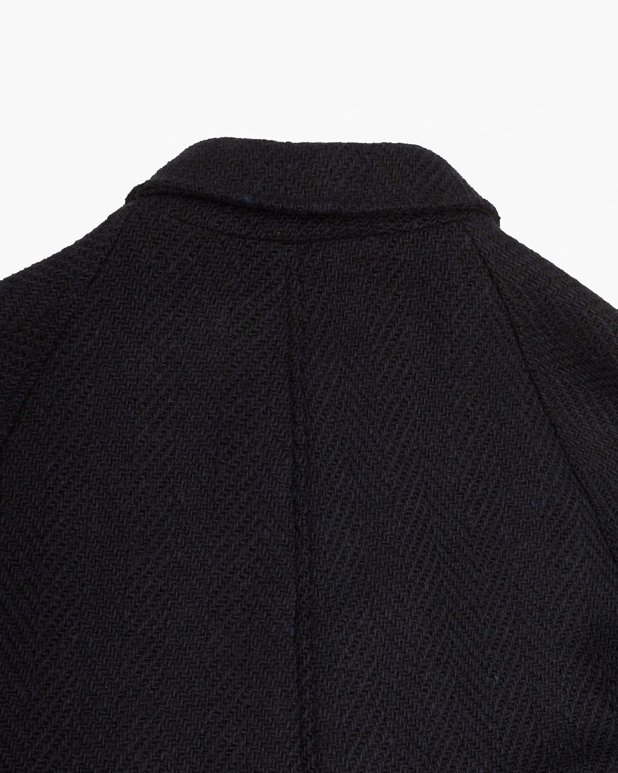 Navy Herringbone Donegal Tweed Overcoat