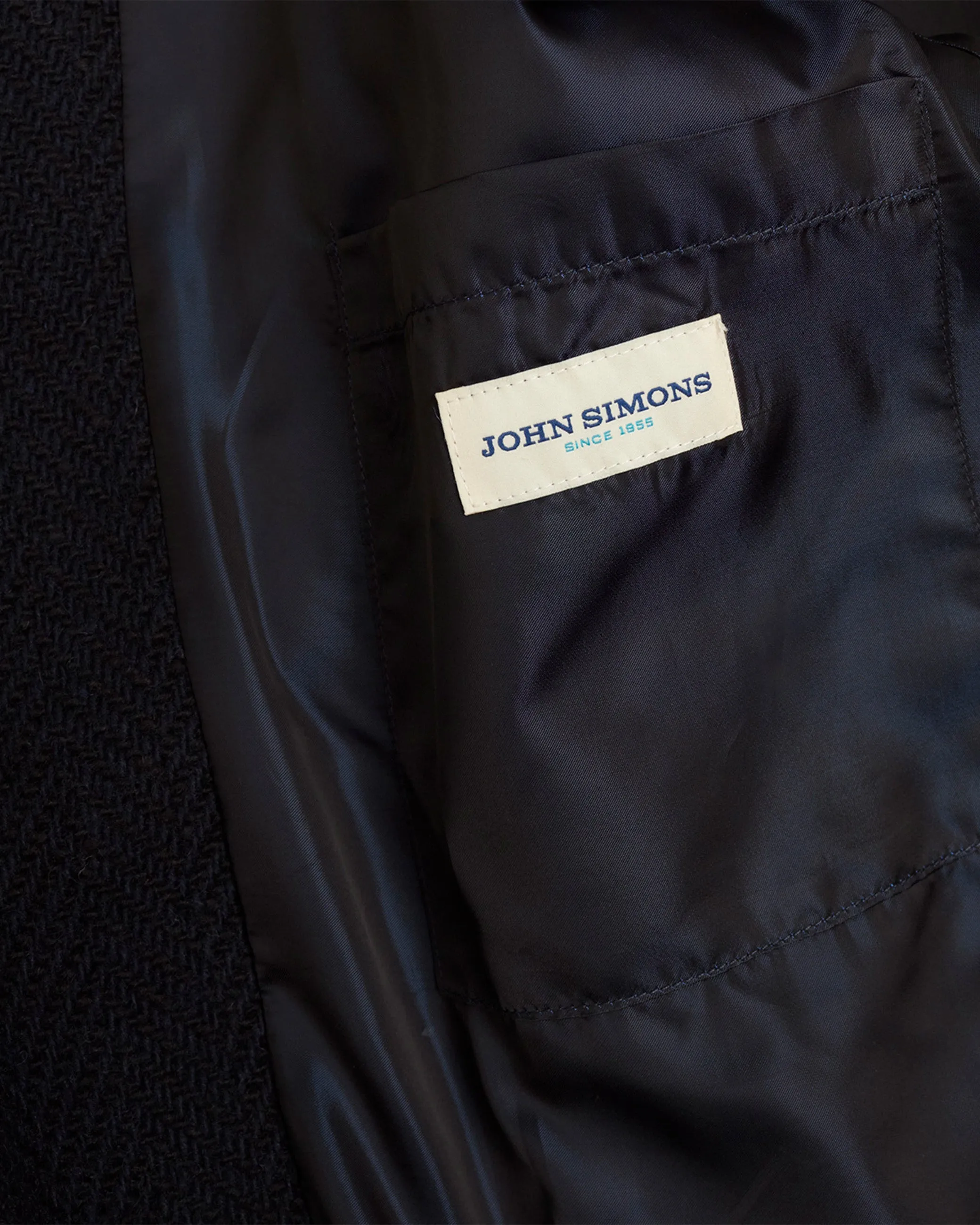 Navy Herringbone Donegal Tweed Overcoat