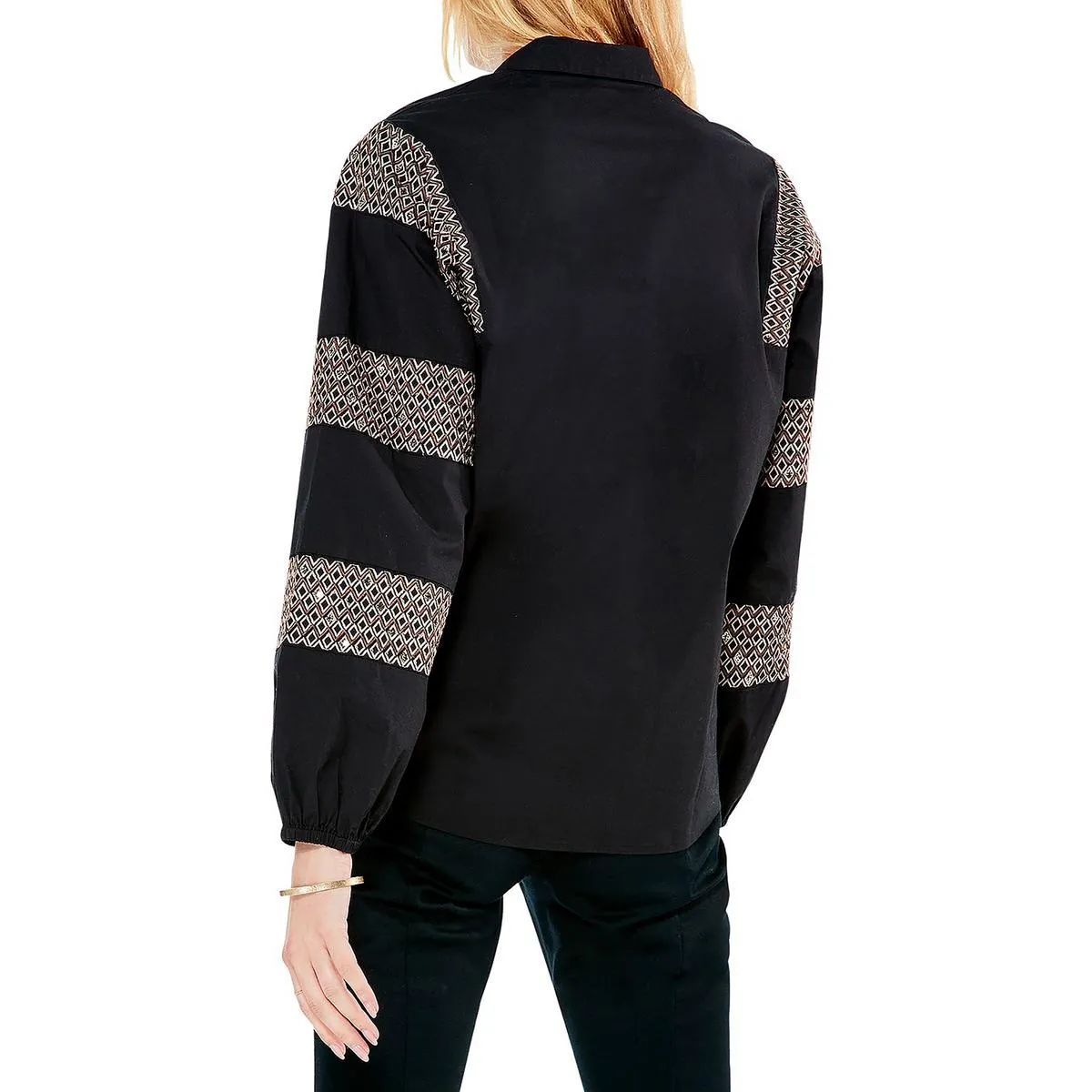 Nic   Zoe Womens Embroidered Sequined Button-Down Top