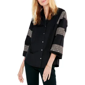 Nic   Zoe Womens Embroidered Sequined Button-Down Top