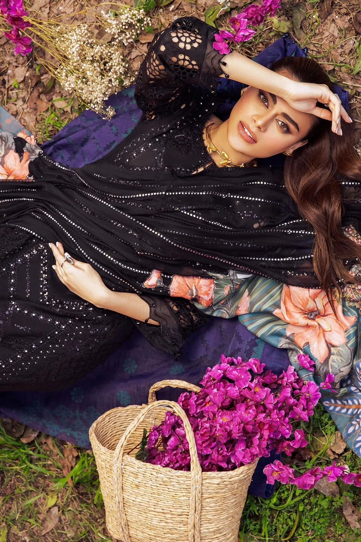 NIGHT FALL NI-34 | Nureh Blooming Summers Exclusive  Luxury Lawn Collection 2022 | Unstitched Embroidered Lawn Suits