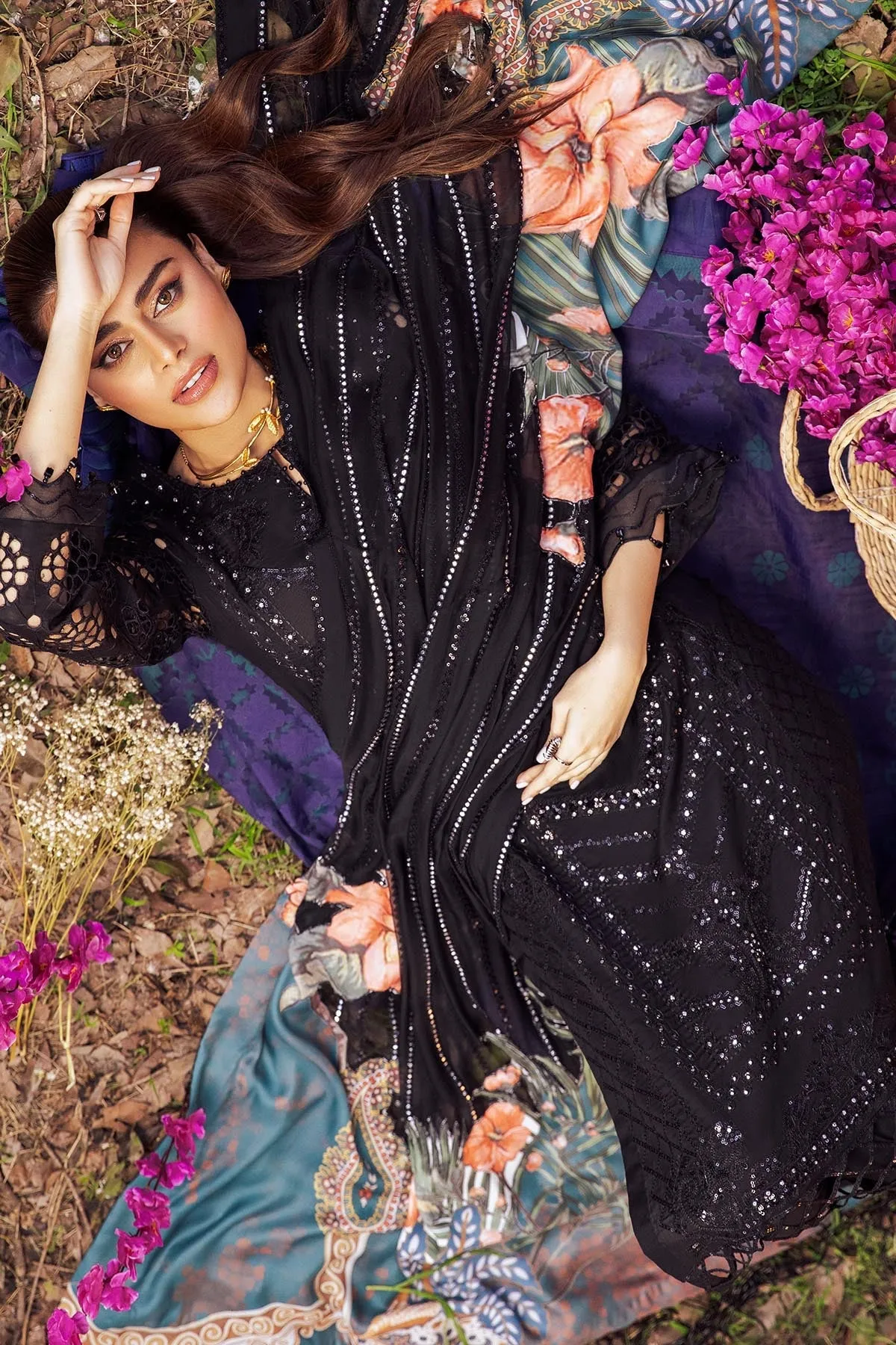NIGHT FALL NI-34 | Nureh Blooming Summers Exclusive  Luxury Lawn Collection 2022 | Unstitched Embroidered Lawn Suits