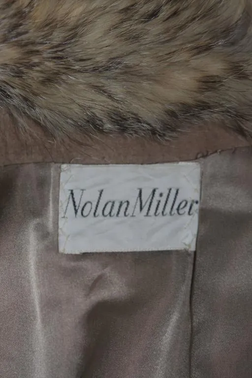 NOLAN MILLER Brown Suede Cloak with Fox Fur Collar