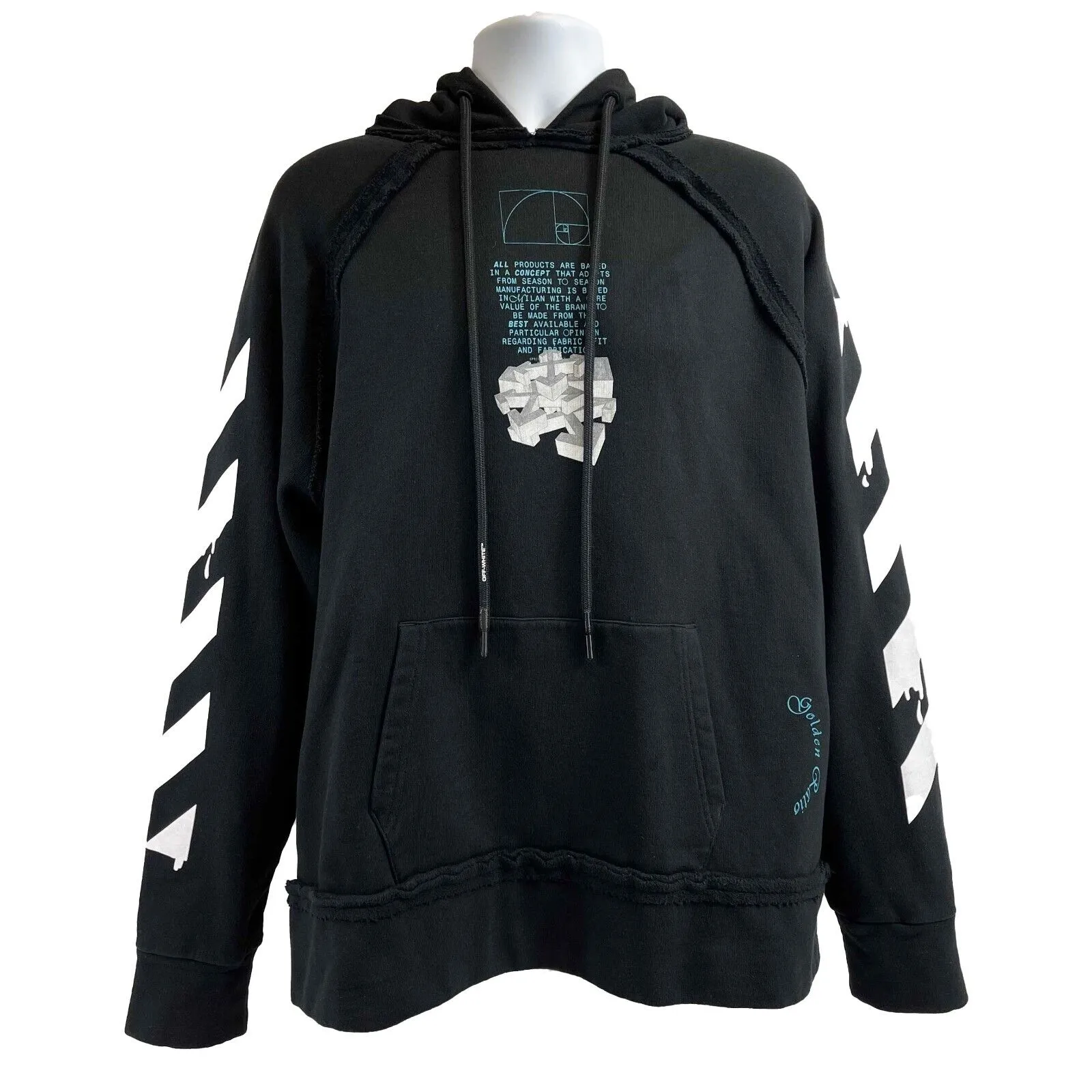 Off White - Dripping Arrows Incompiuto Hoodie - Black Jacket - Size S