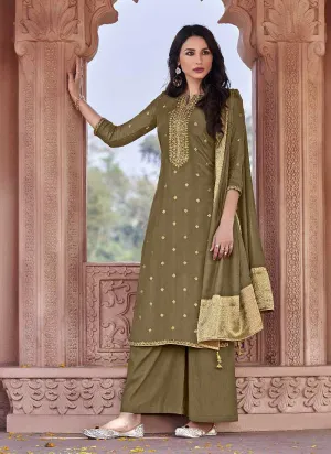 Olive Green Designer Salwar Kameez