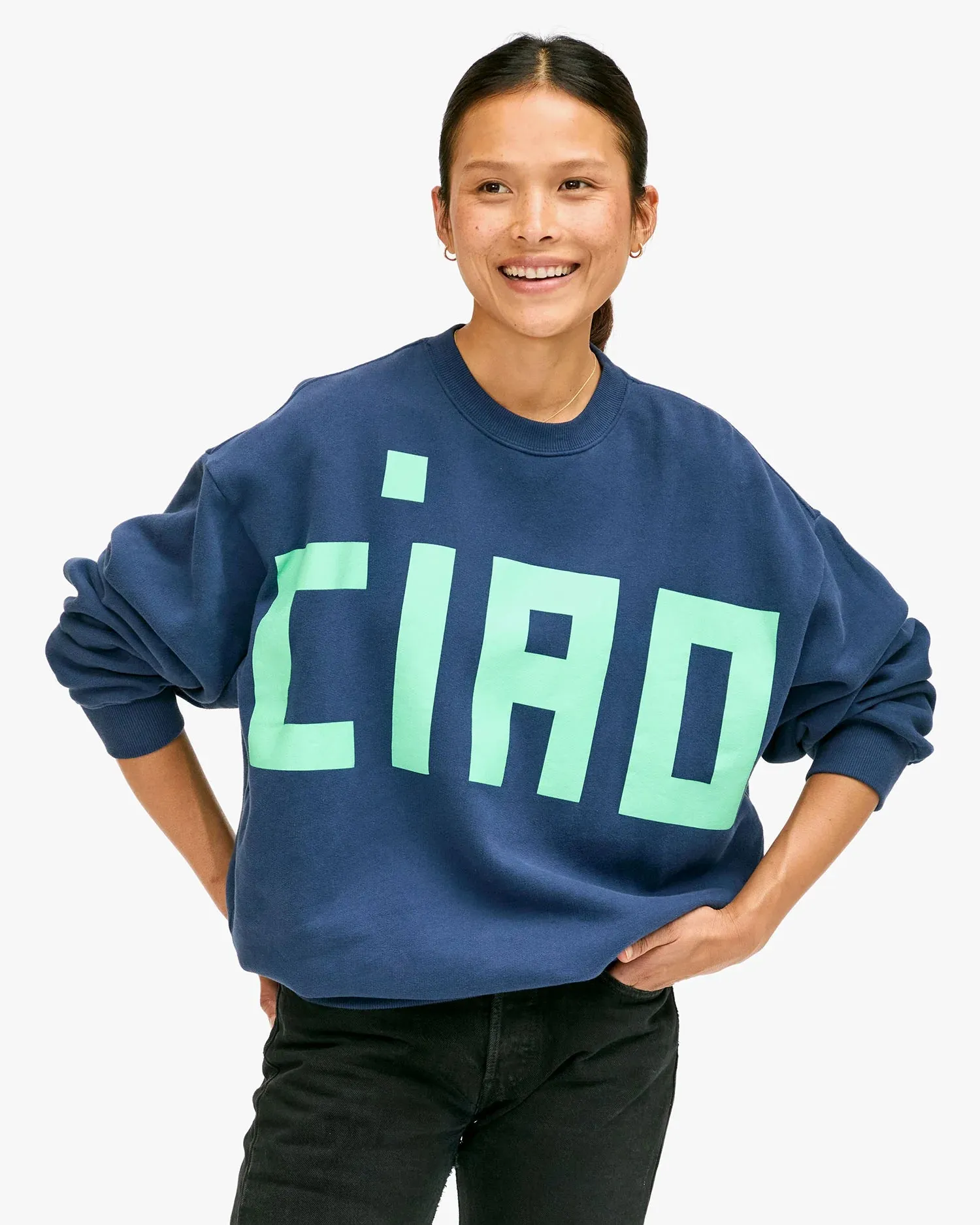 Oversized Sweatshirt - Navy w/ Mint Grand Block Ciao