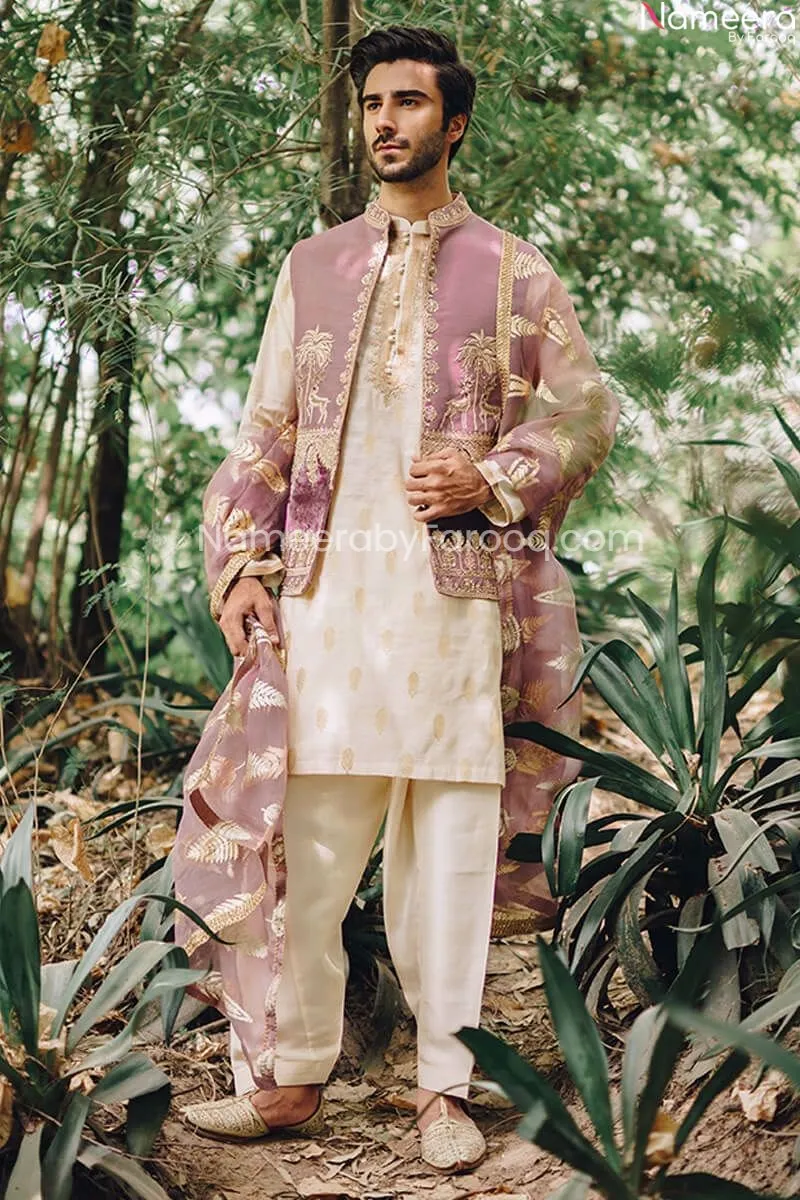 Pakistani Men's Clothes in Waistcoat Mens Sherwani #GN51