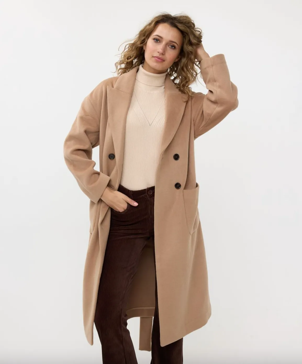 Patch Pocket Coat-Camel