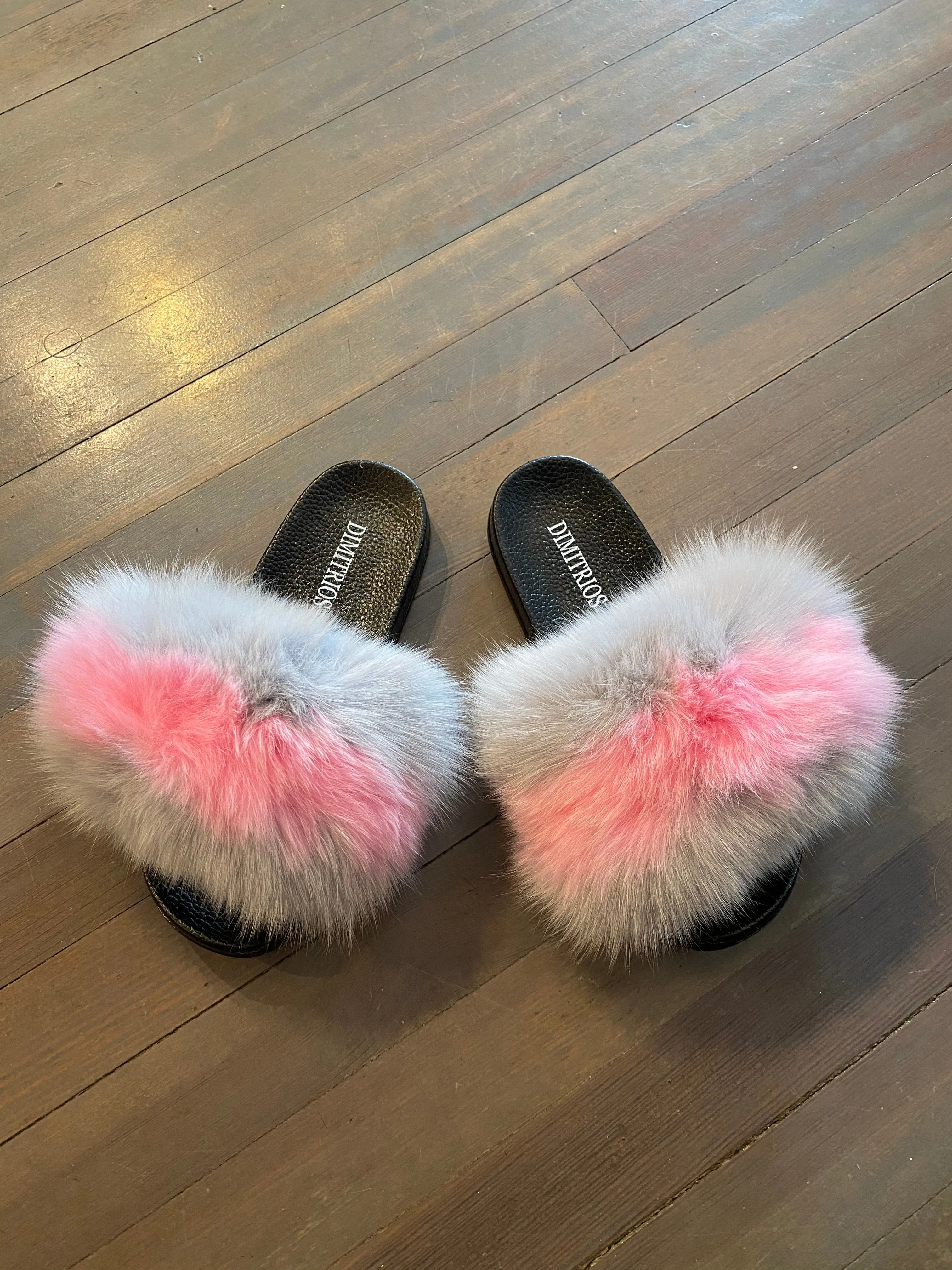 Pink and Light Gray Fox Slides