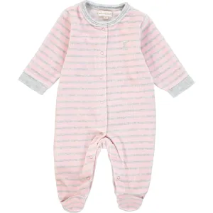 Pink velour Striped Playsuit