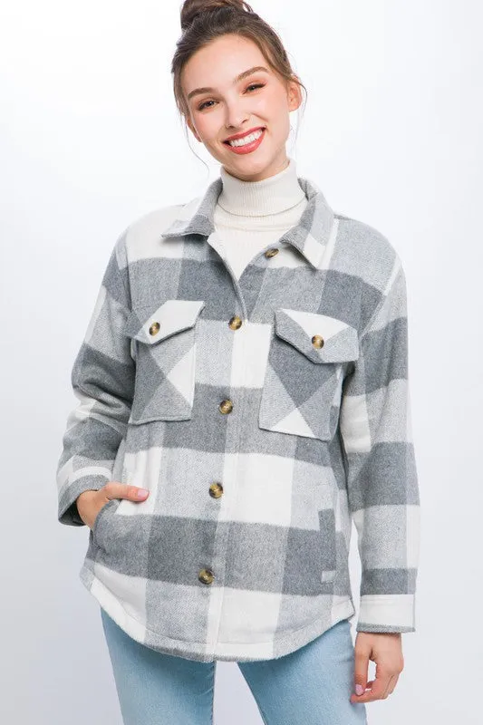 Plaid Front Pocket Detail Jacket