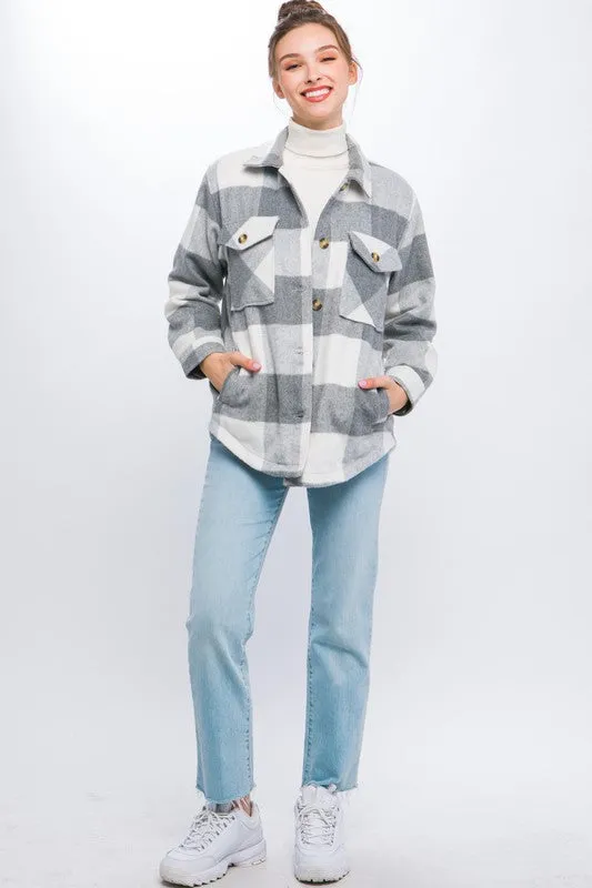 Plaid Front Pocket Detail Jacket