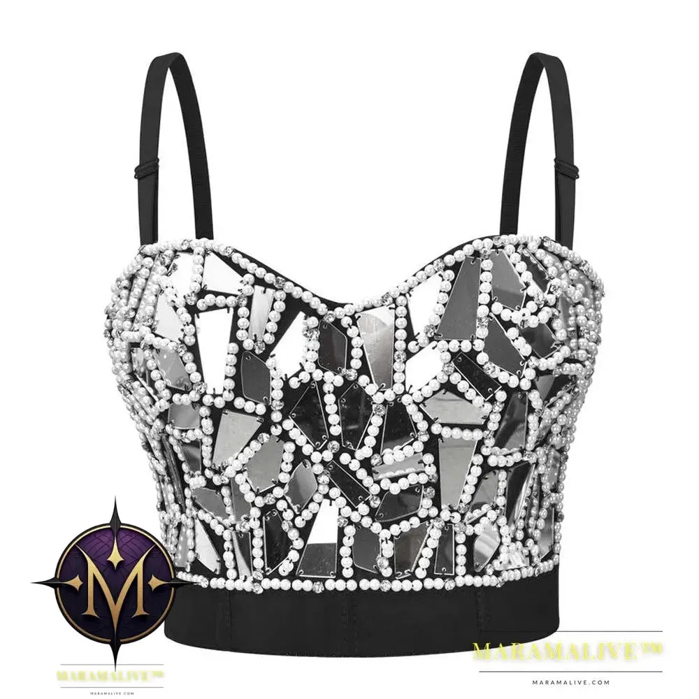 Plexiglass Studded Corset, Wearing Stage Performance Clothes, Sequined Camisole, Women's New European And American Tube Top