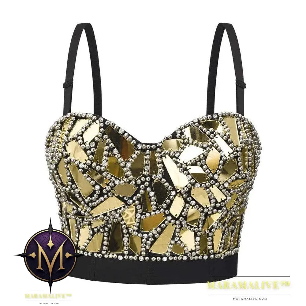 Plexiglass Studded Corset, Wearing Stage Performance Clothes, Sequined Camisole, Women's New European And American Tube Top