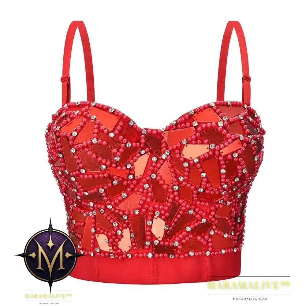 Plexiglass Studded Corset, Wearing Stage Performance Clothes, Sequined Camisole, Women's New European And American Tube Top