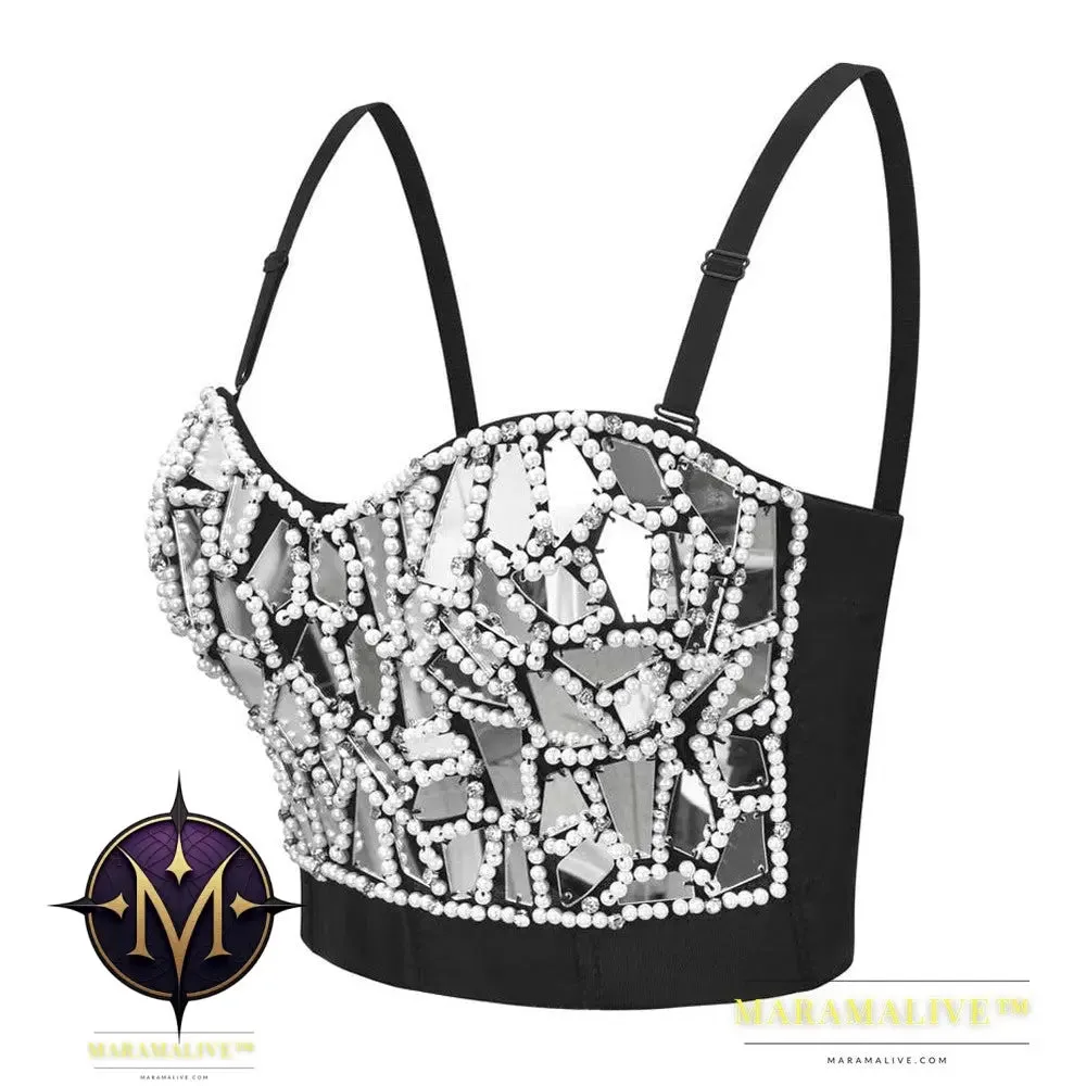 Plexiglass Studded Corset, Wearing Stage Performance Clothes, Sequined Camisole, Women's New European And American Tube Top