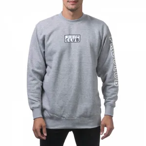 Pro Club Men's Heavyweight Box Logo Crew Neck Fleece Pullover Sweater (13oz)-  Gray