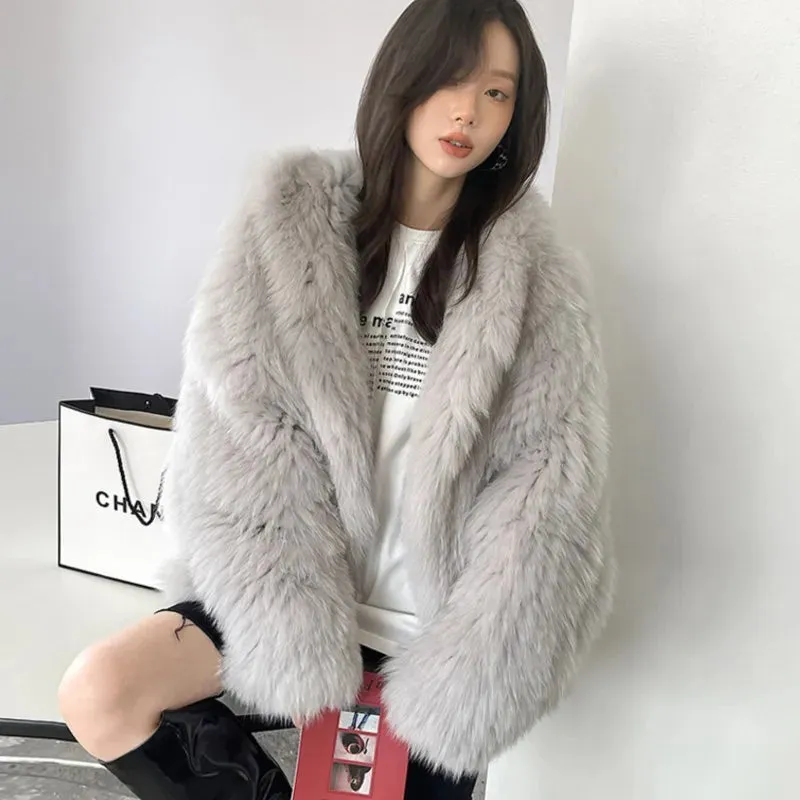 Protected Fur High  Overcoats Luxury Coat Loose Women Street Hooded Winter Fur Long Jacket Female Fashion Sleeve Contemporary Faux Outerwear New