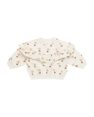 Quincy Mae - Ruffle Fleece Sweater - Tulips