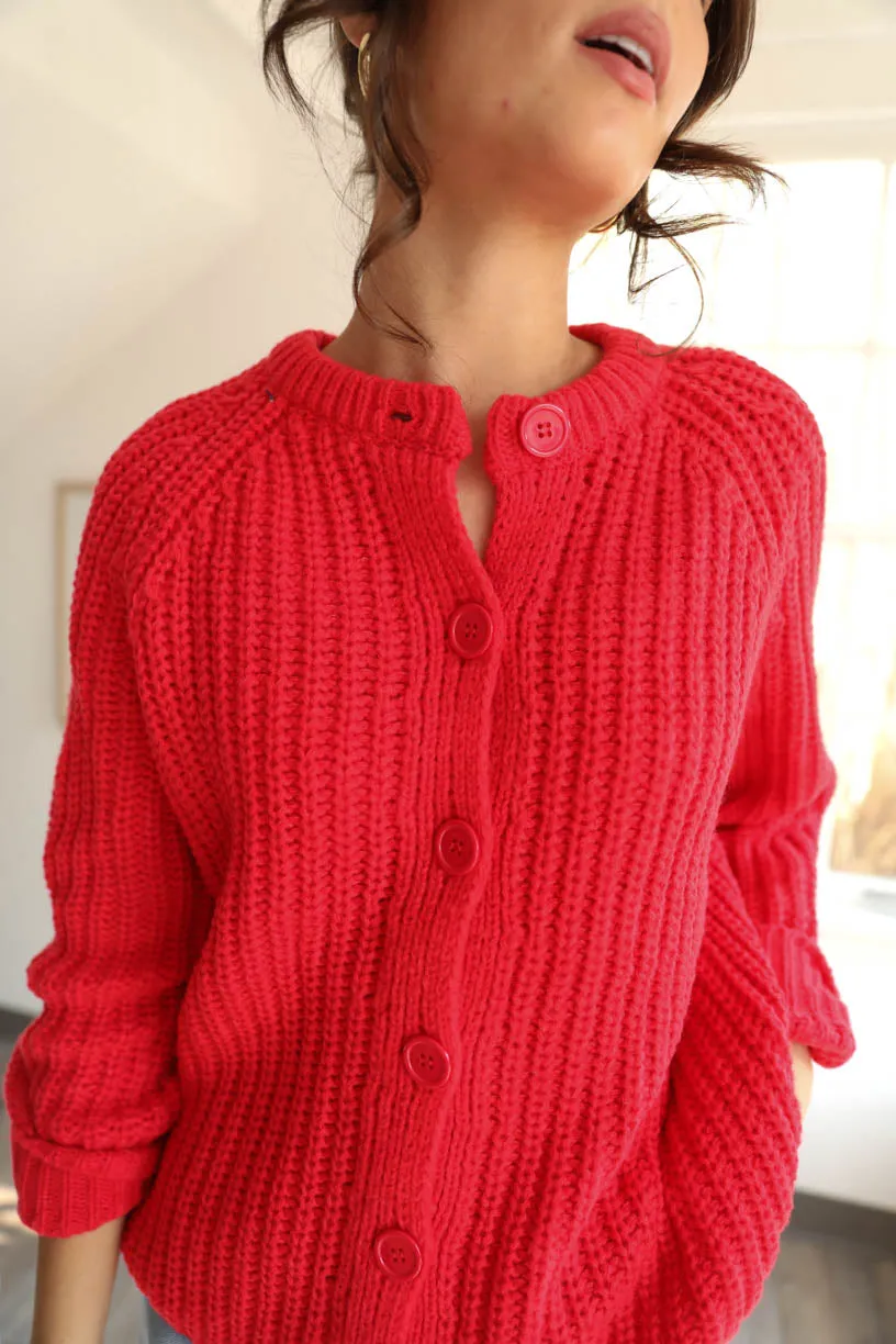 Rae: Red Balloon Knit Sweater