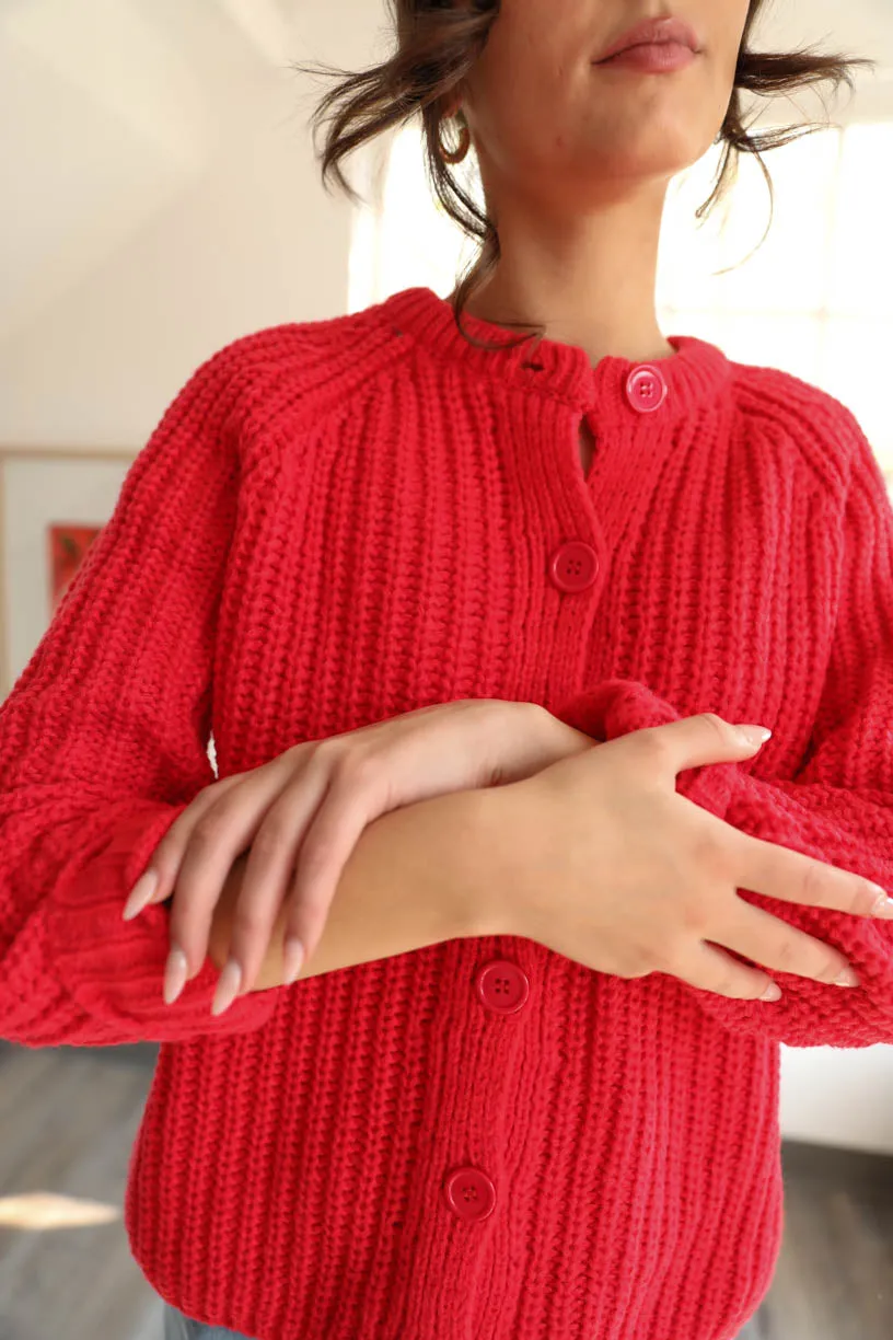Rae: Red Balloon Knit Sweater