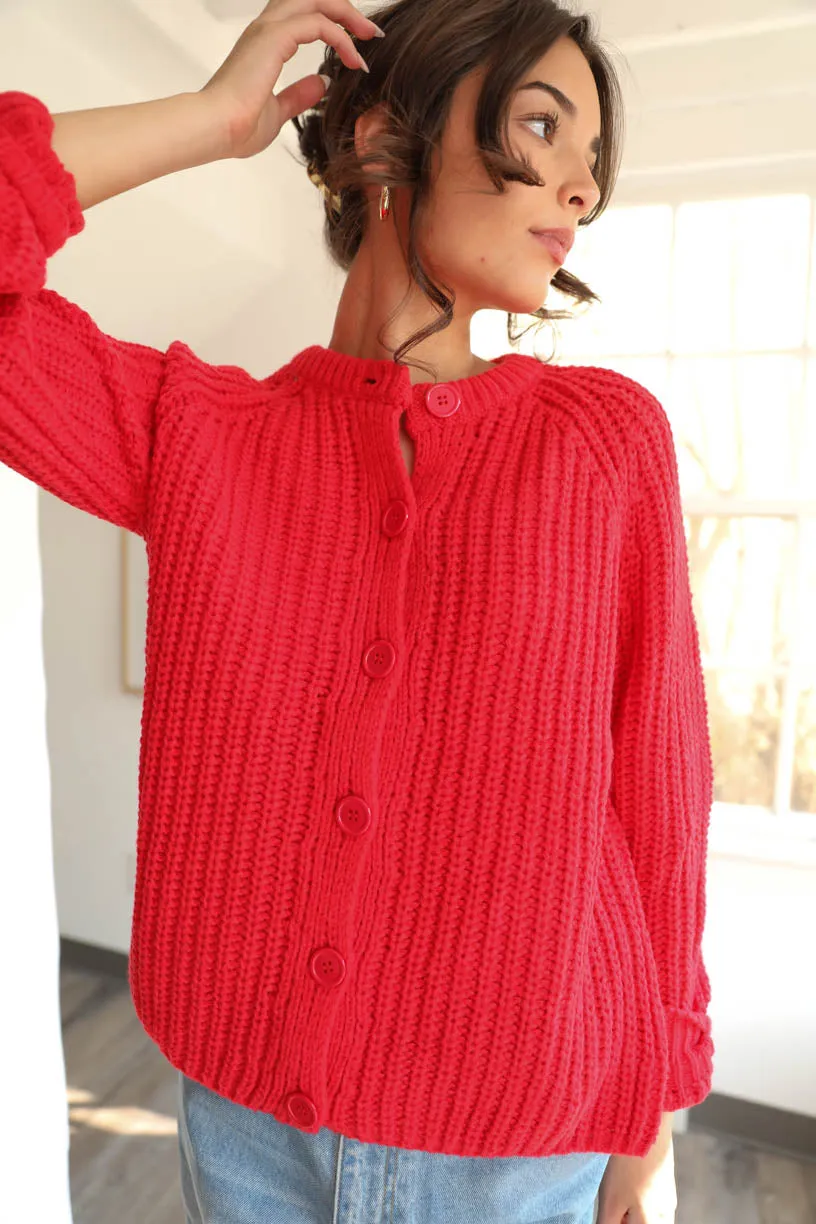 Rae: Red Balloon Knit Sweater
