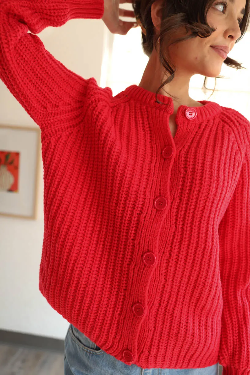 Rae: Red Balloon Knit Sweater