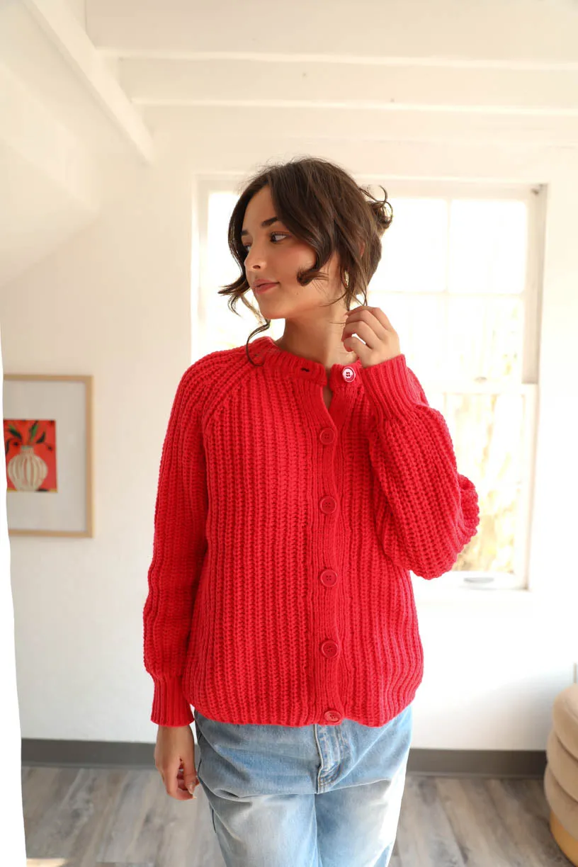 Rae: Red Balloon Knit Sweater