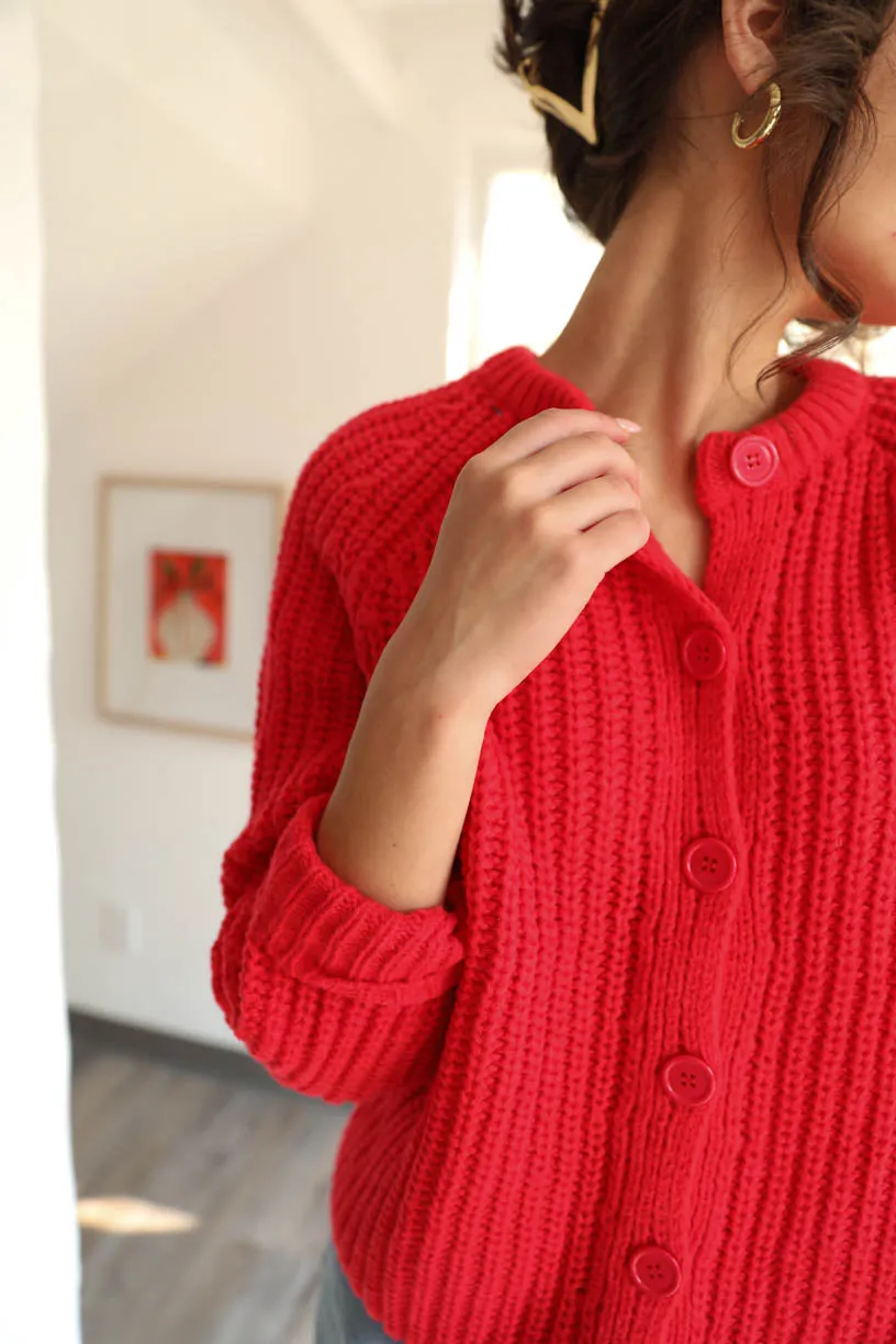Rae: Red Balloon Knit Sweater