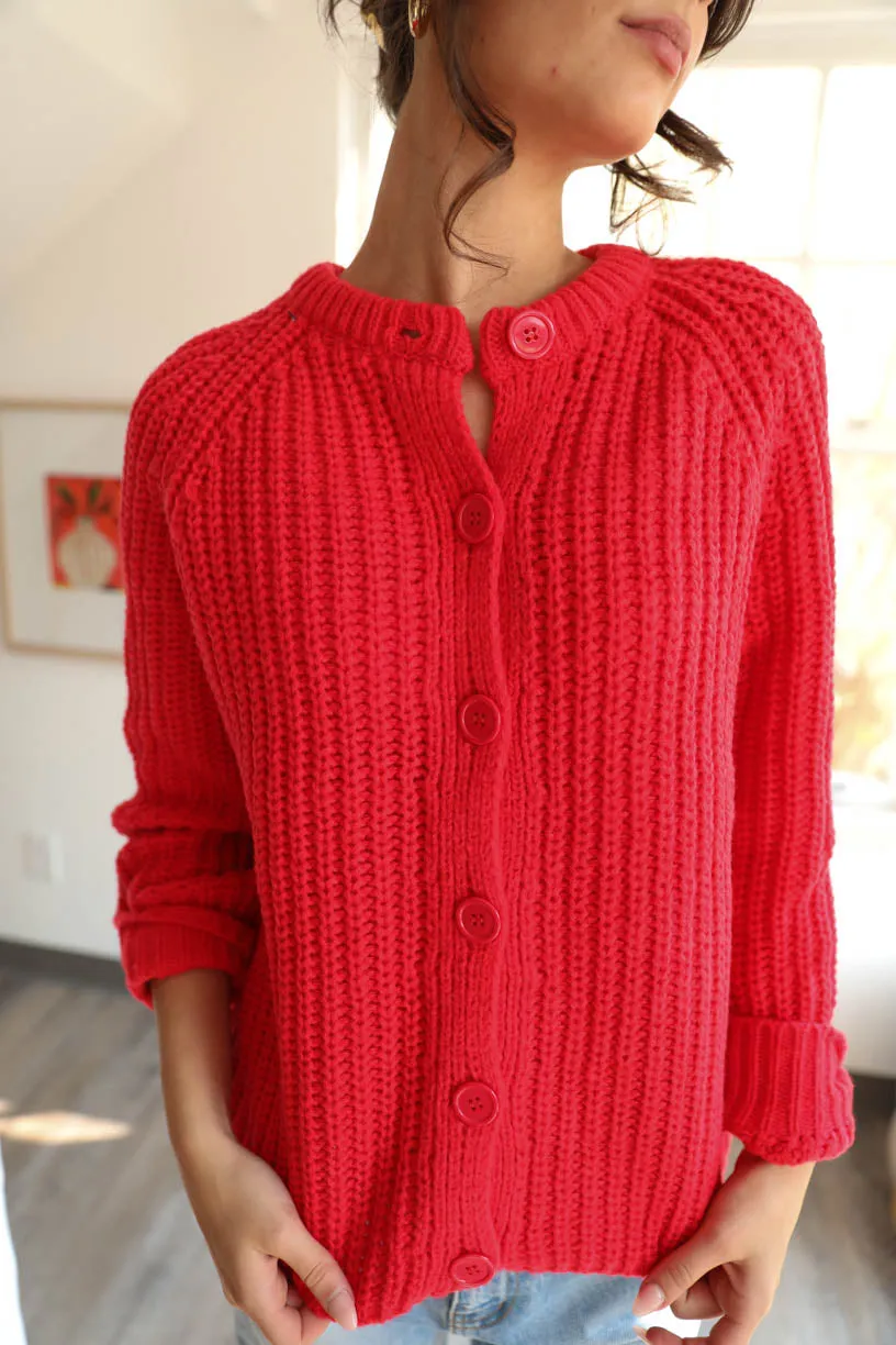 Rae: Red Balloon Knit Sweater