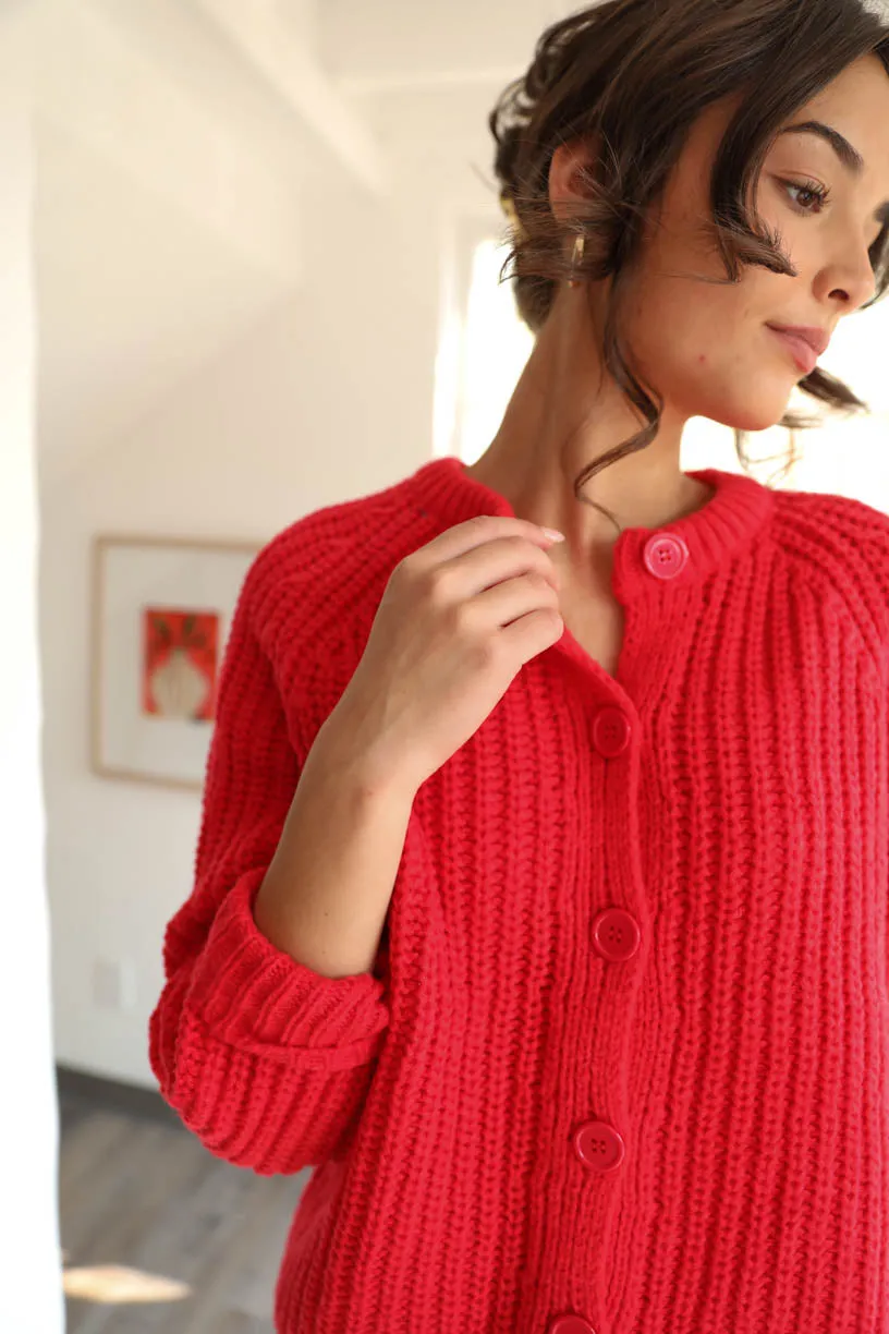 Rae: Red Balloon Knit Sweater